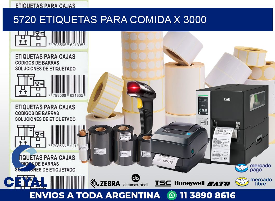 5720 ETIQUETAS PARA COMIDA x 3000
