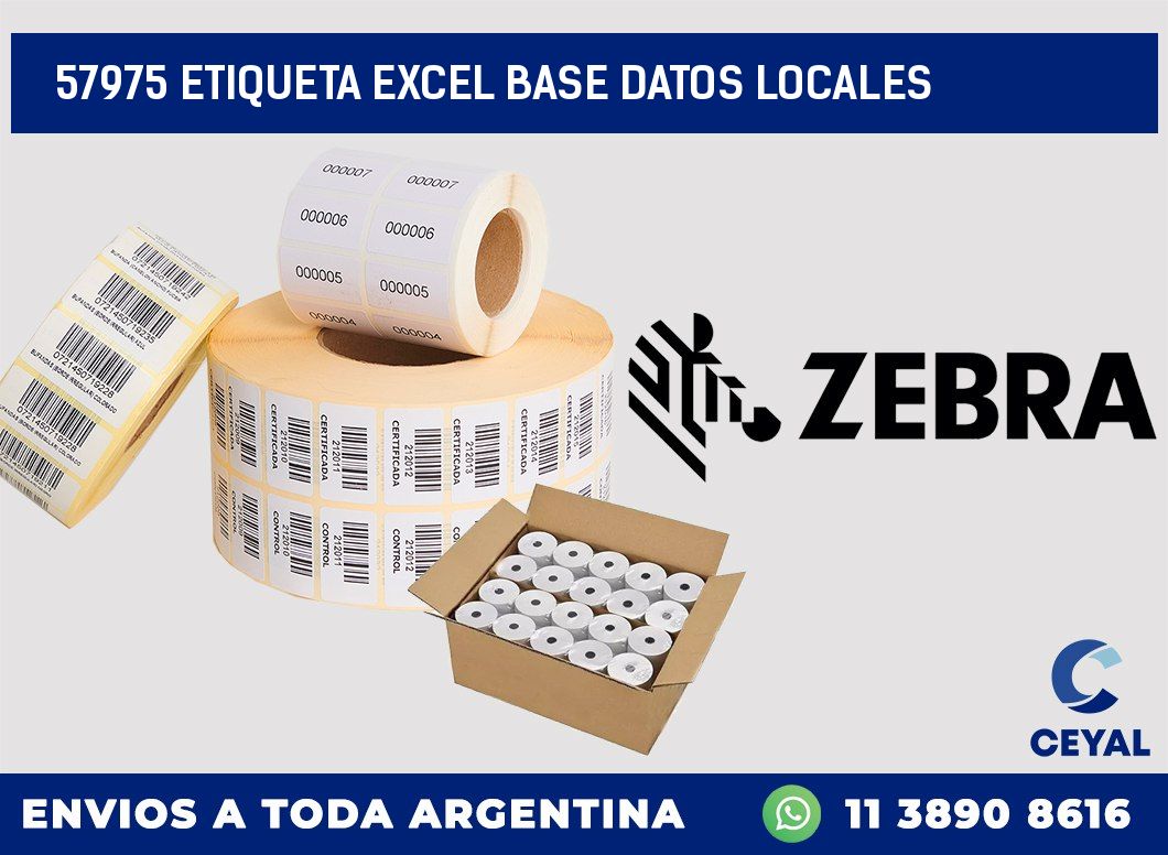 57975 etiqueta excel base datos locales