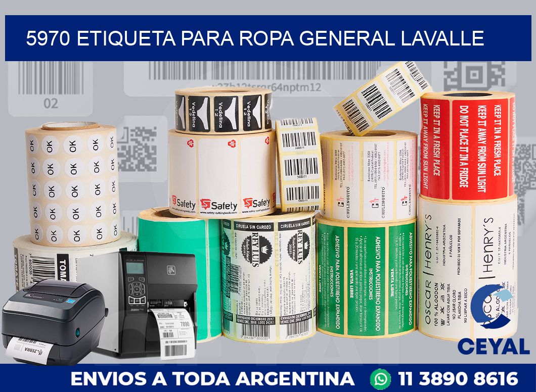 5970 ETIQUETA PARA ROPA GENERAL LAVALLE