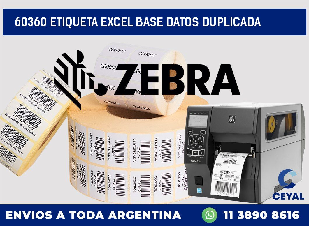 60360 etiqueta excel base datos duplicada