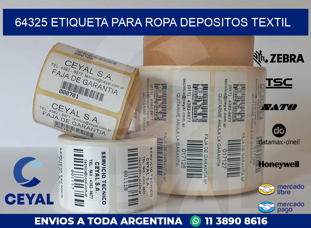 64325 ETIQUETA PARA ROPA DEPOSITOS TEXTIL