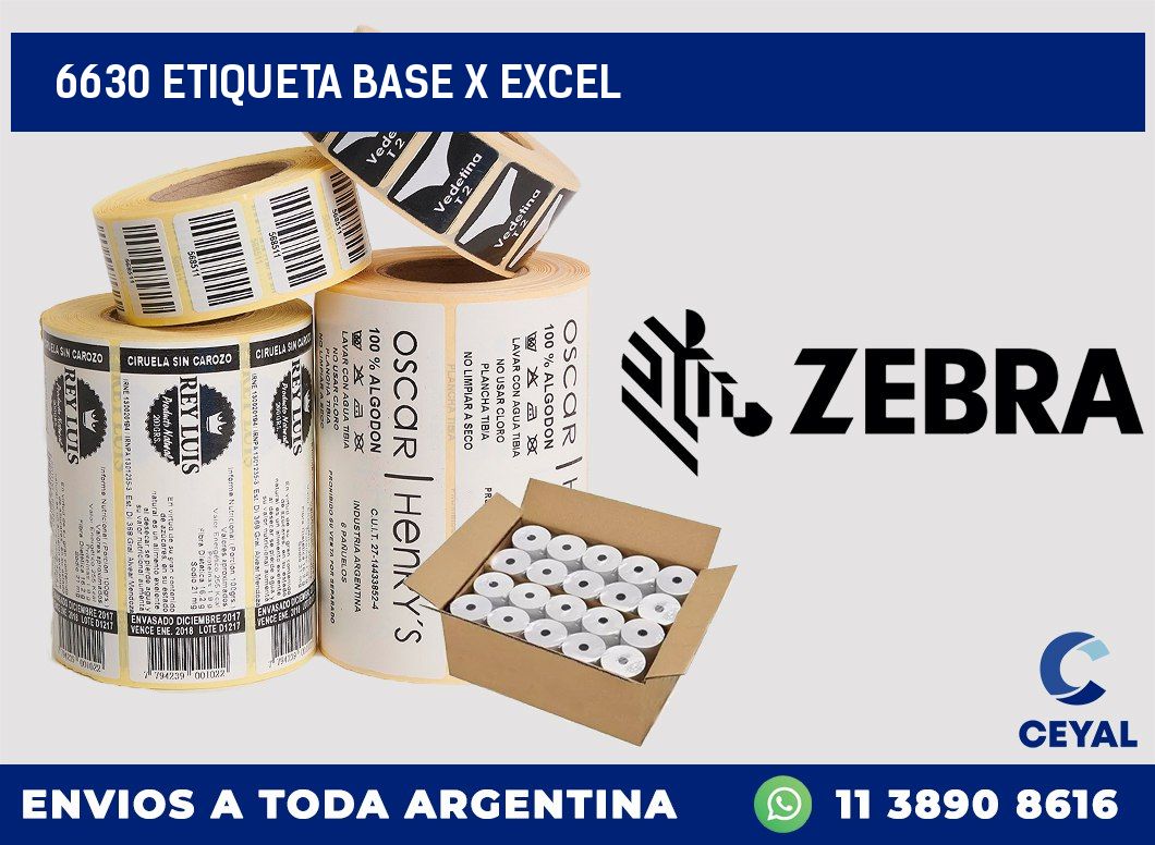 6630 etiqueta base x excel
