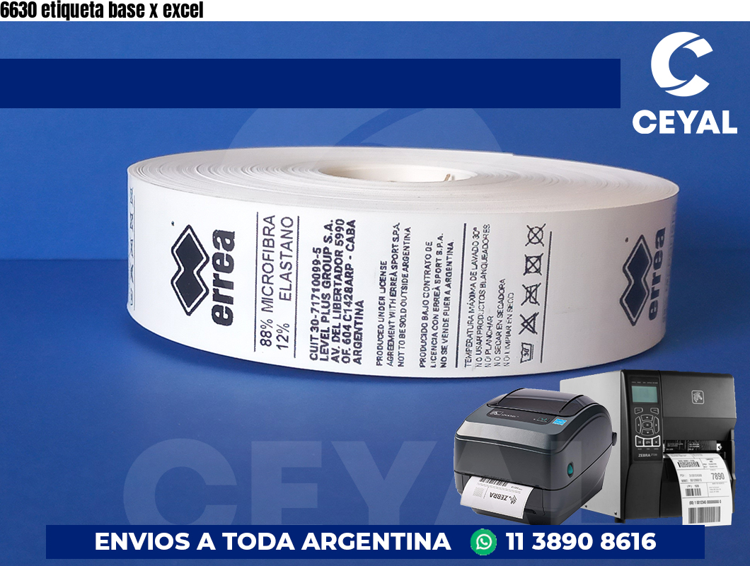 6630 etiqueta base x excel