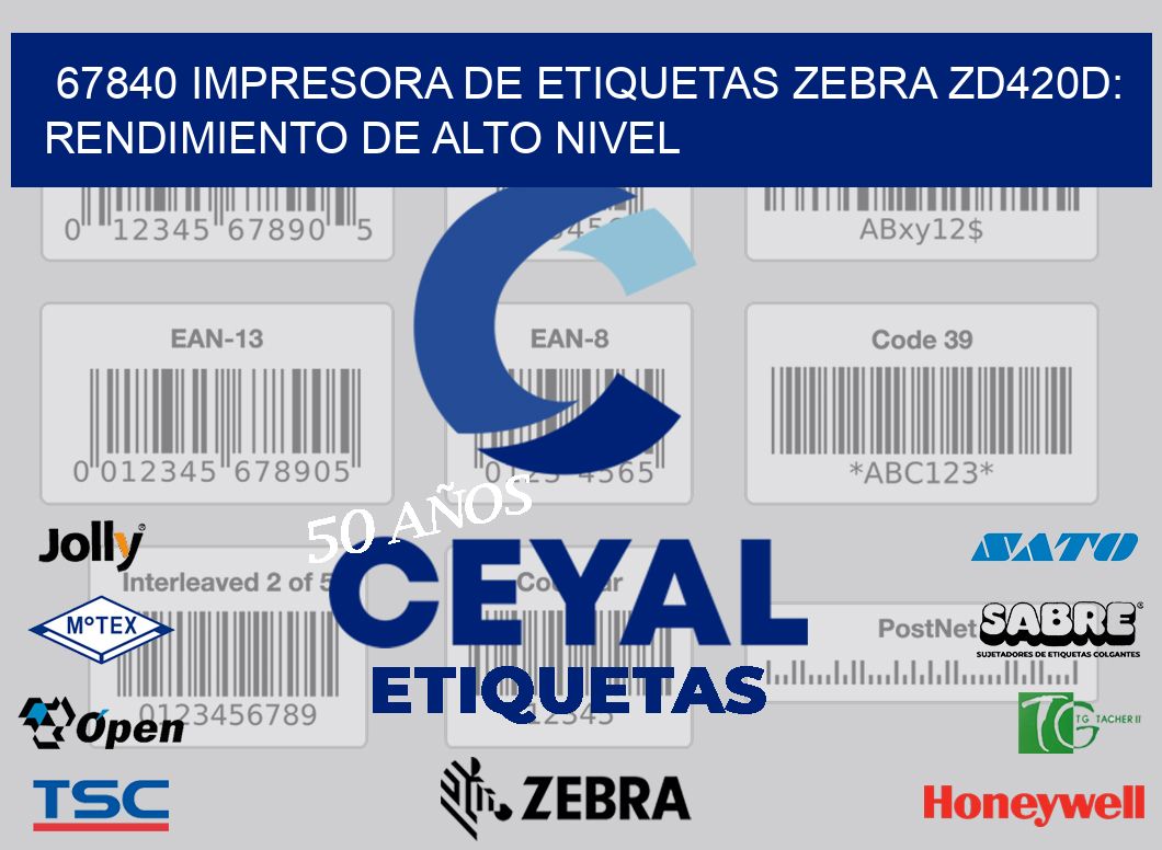 67840 Impresora de Etiquetas Zebra ZD420D: Rendimiento de Alto Nivel