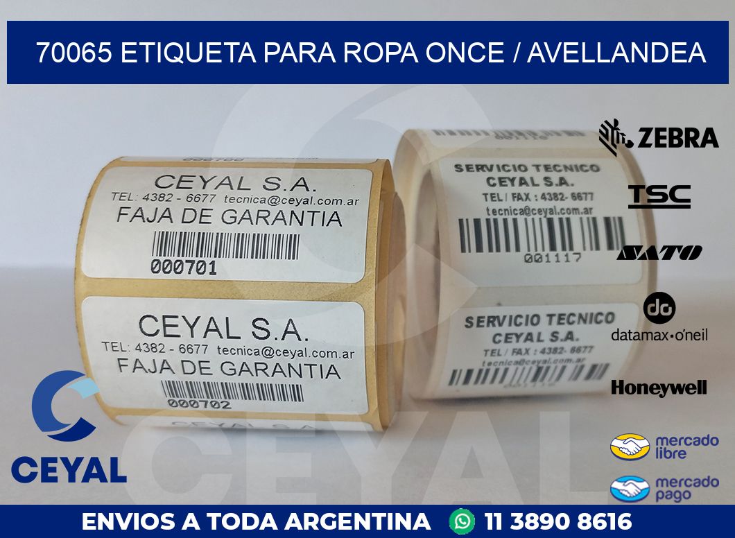70065 ETIQUETA PARA ROPA ONCE / AVELLANDEA