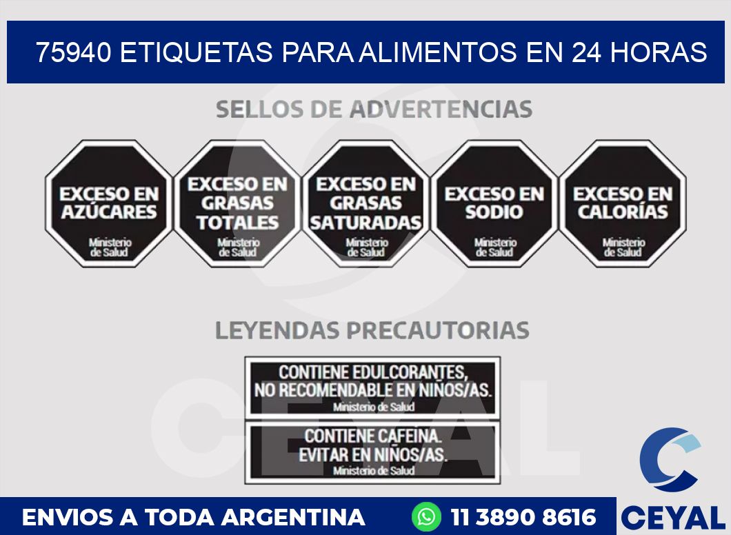 75940 ETIQUETAS PARA ALIMENTOS EN 24 HORAS