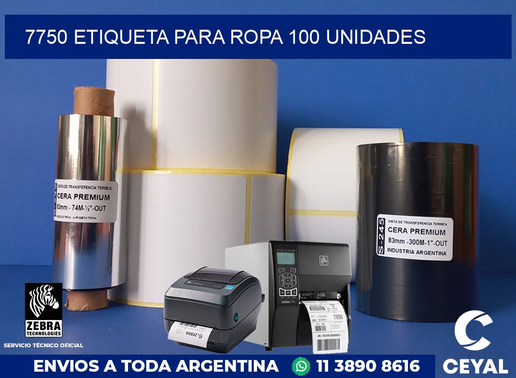 7750 ETIQUETA PARA ROPA 100 UNIDADES