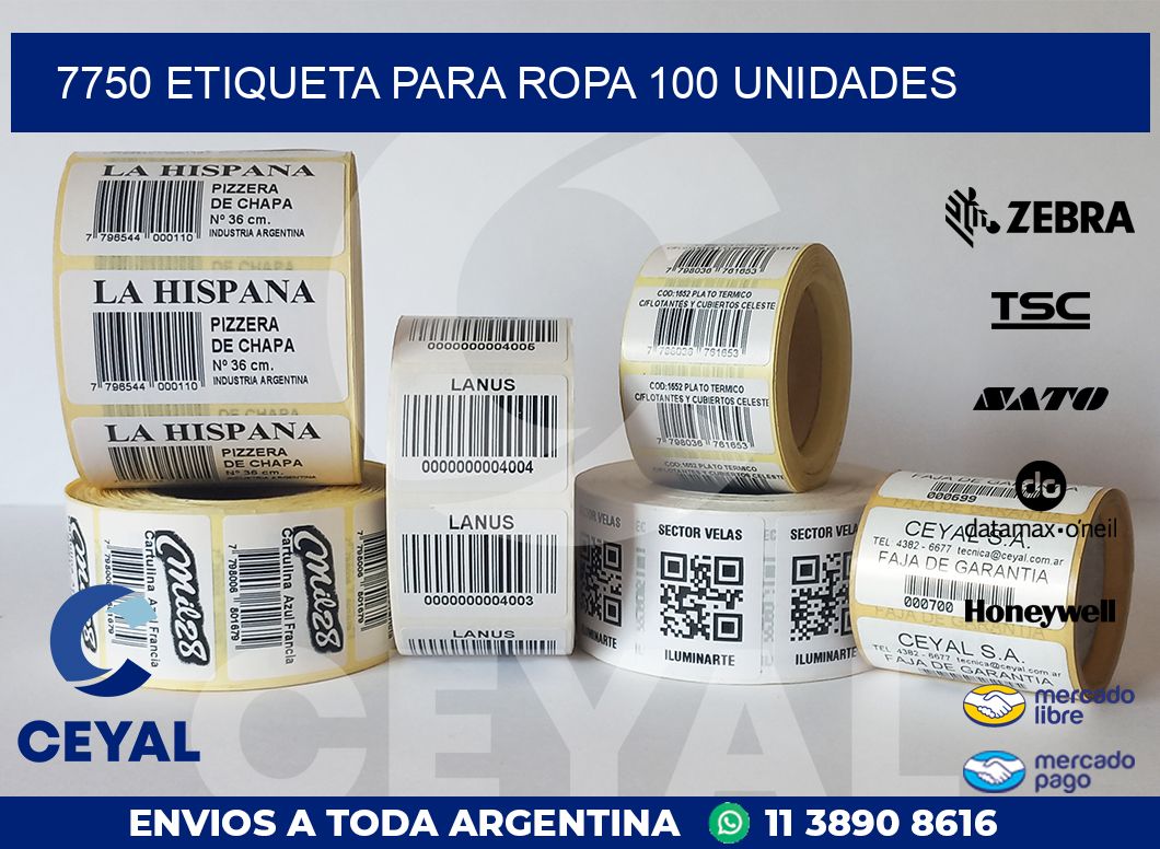 7750 ETIQUETA PARA ROPA 100 UNIDADES