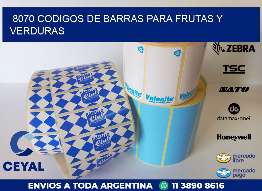 8070 CODIGOS DE BARRAS PARA FRUTAS Y VERDURAS