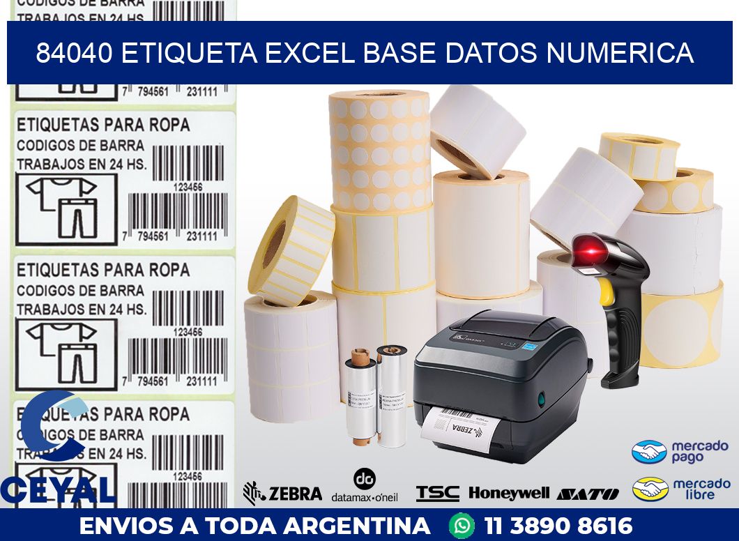84040 etiqueta excel base datos numerica