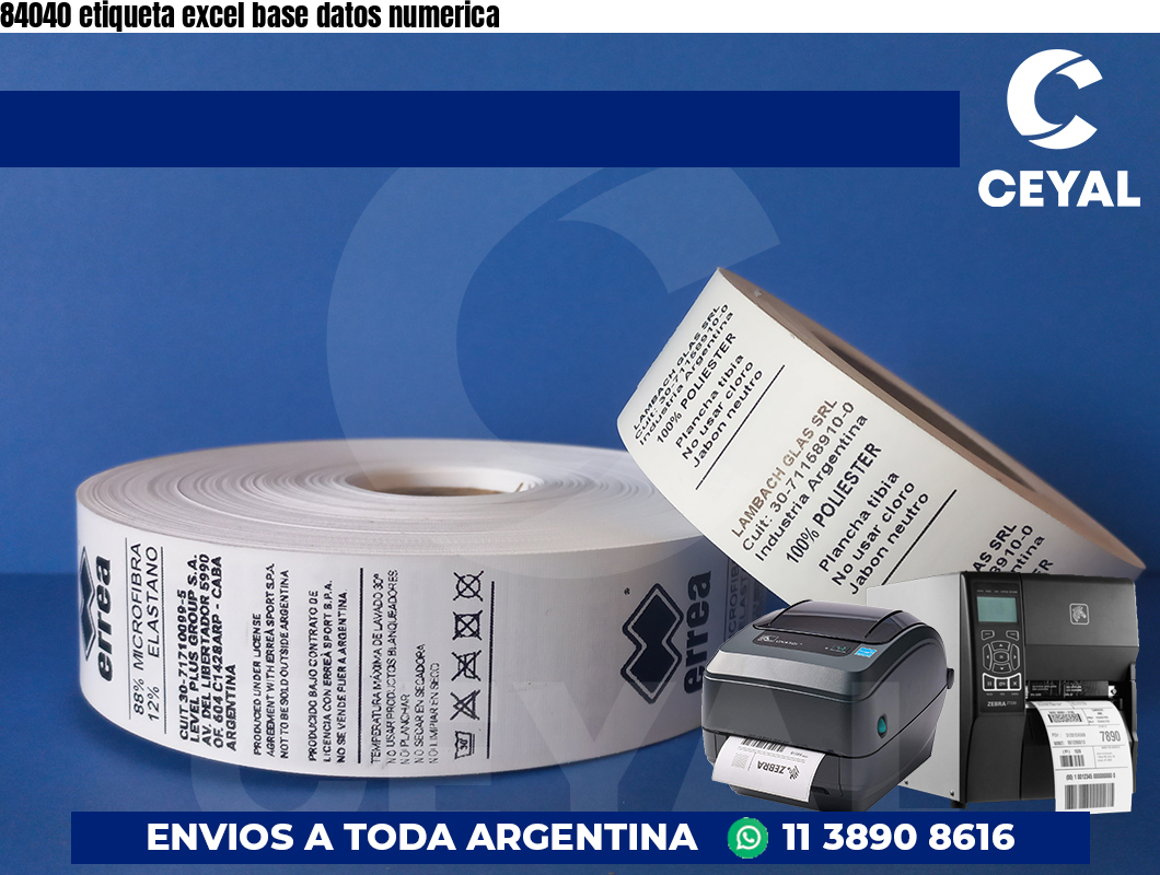 84040 etiqueta excel base datos numerica
