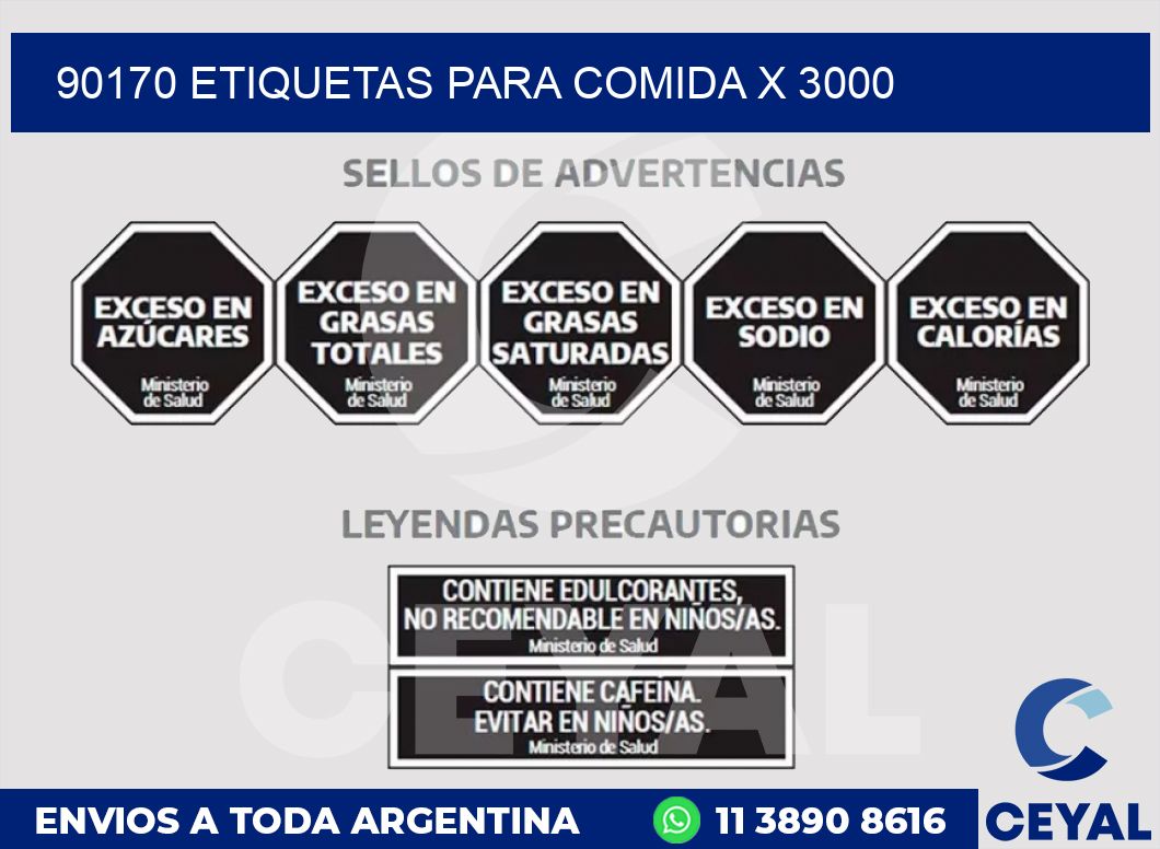 90170 ETIQUETAS PARA COMIDA x 3000