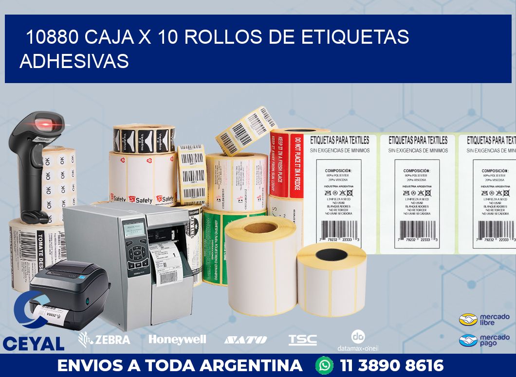 10880 CAJA X 10 ROLLOS DE ETIQUETAS ADHESIVAS
