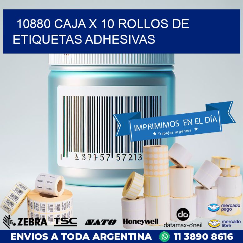 10880 CAJA X 10 ROLLOS DE ETIQUETAS ADHESIVAS