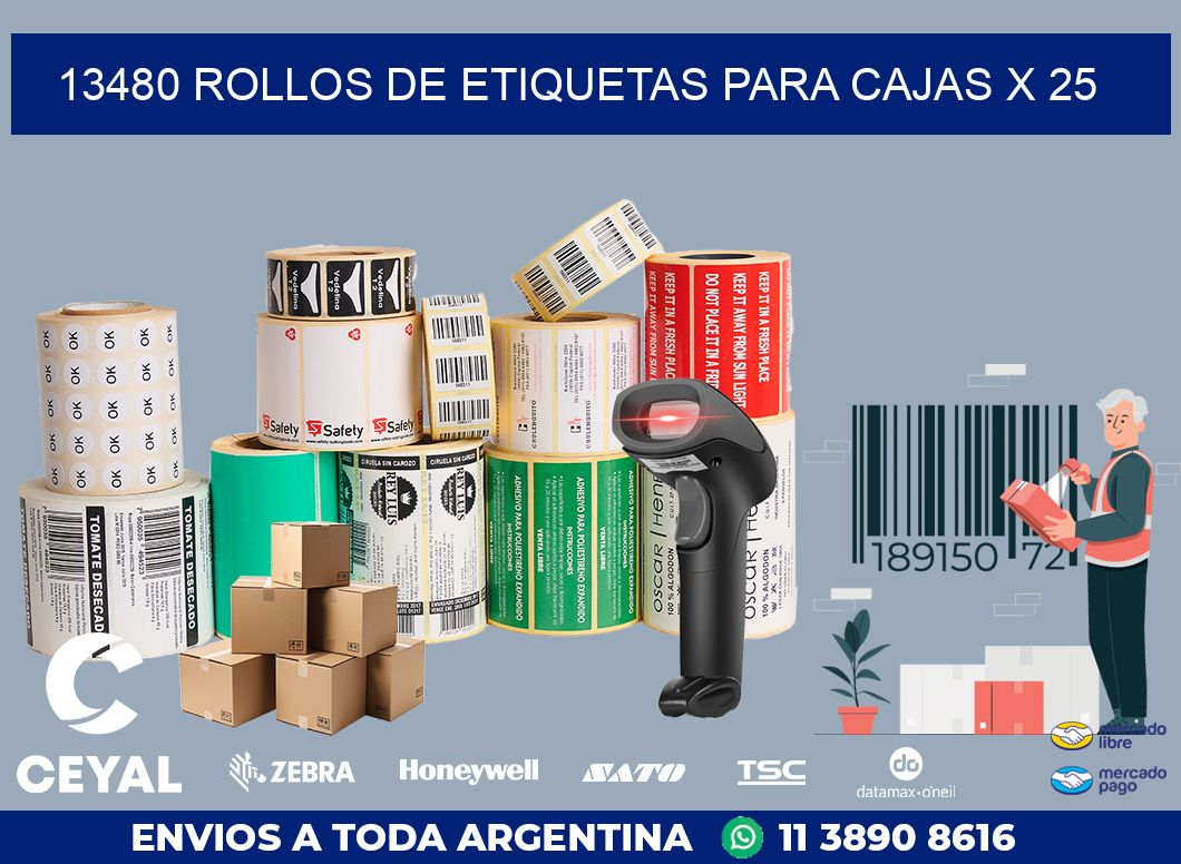 13480 ROLLOS DE ETIQUETAS PARA CAJAS X 25