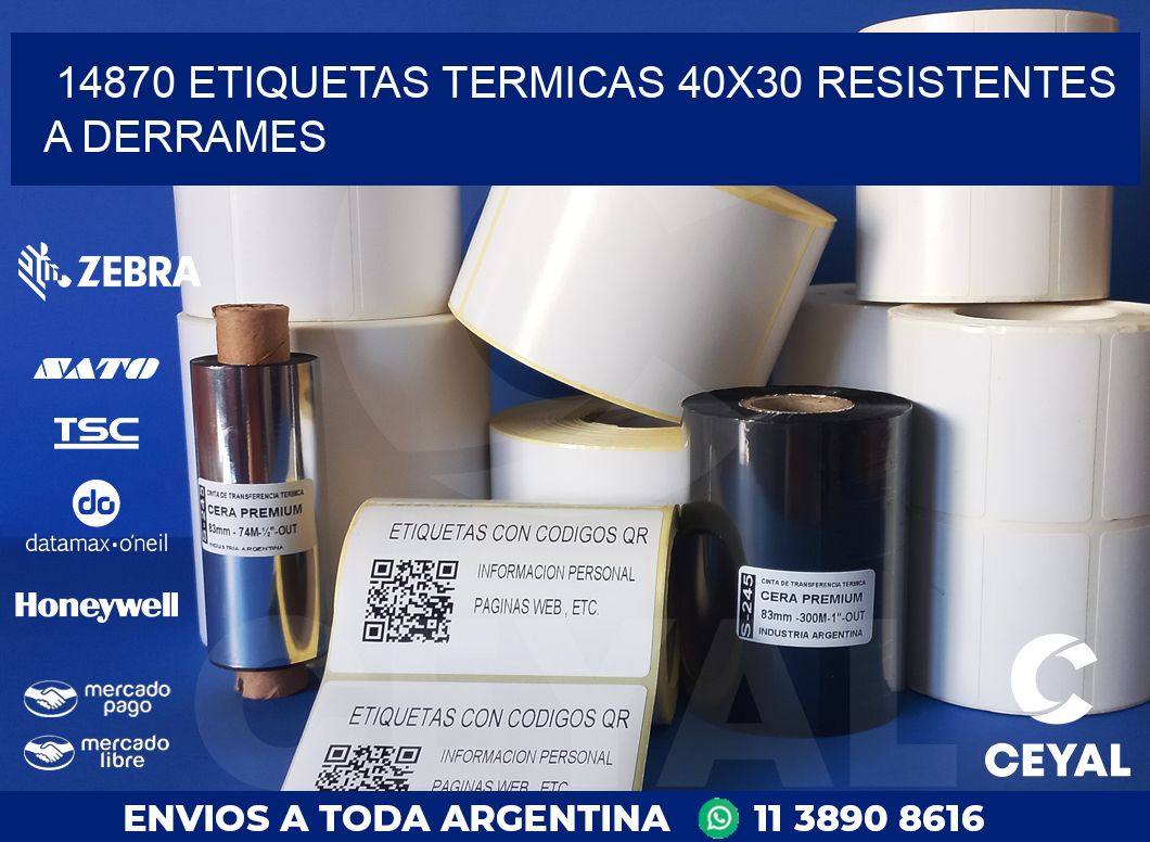 14870 ETIQUETAS TERMICAS 40X30 RESISTENTES A DERRAMES