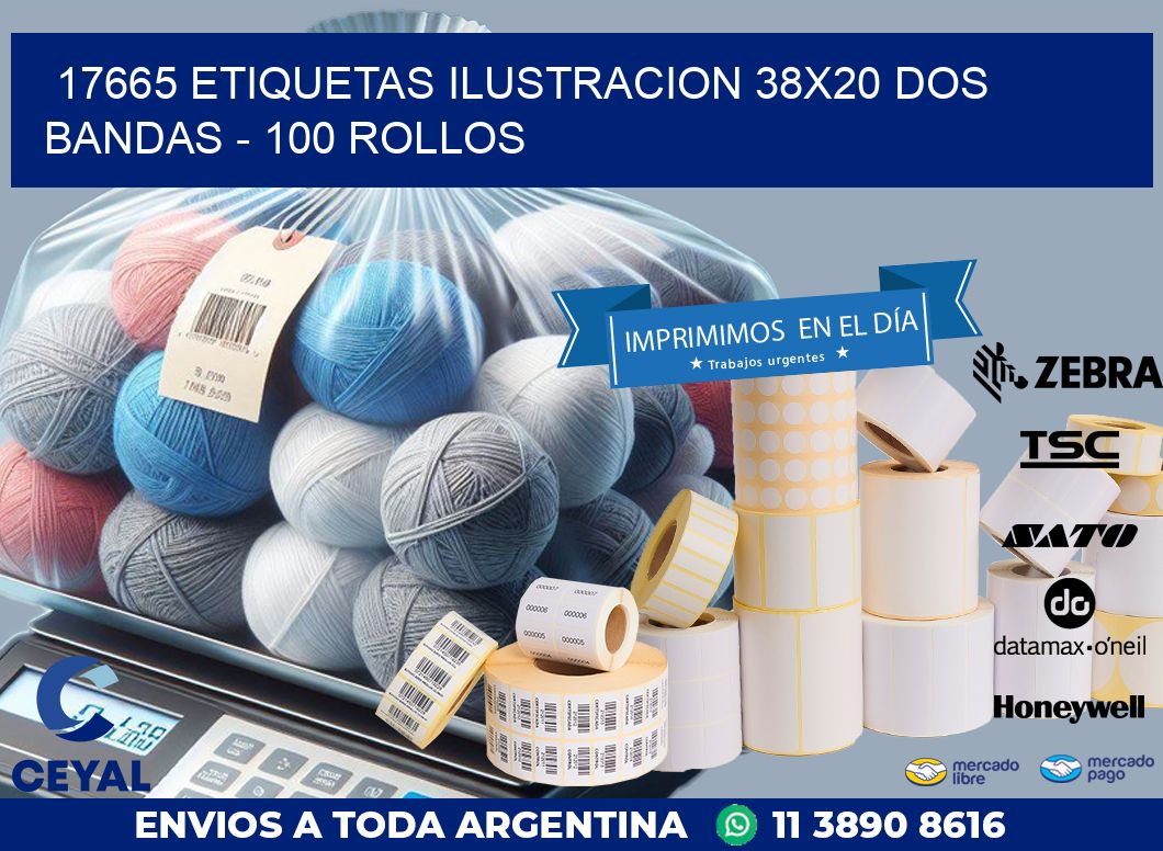 17665 ETIQUETAS ILUSTRACION 38X20 DOS BANDAS – 100 ROLLOS