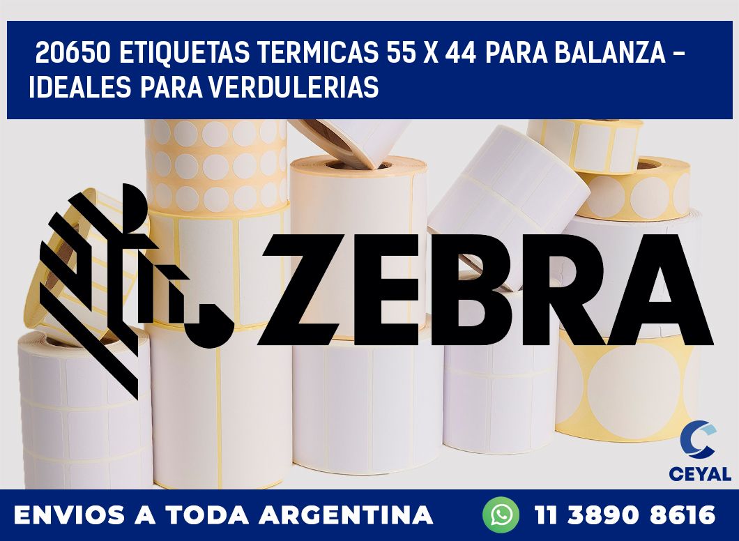 20650 ETIQUETAS TERMICAS 55 X 44 PARA BALANZA - IDEALES PARA VERDULERIAS