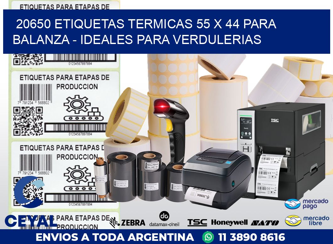 20650 ETIQUETAS TERMICAS 55 X 44 PARA BALANZA – IDEALES PARA VERDULERIAS