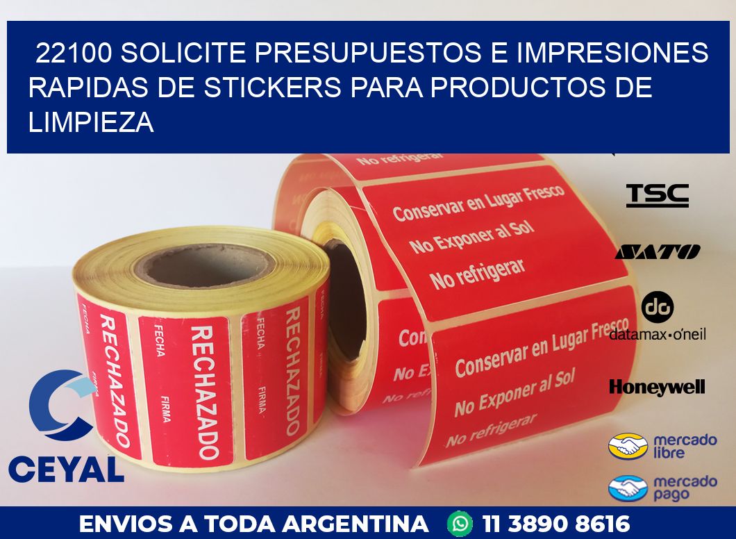 22100 SOLICITE PRESUPUESTOS E IMPRESIONES RAPIDAS DE STICKERS PARA PRODUCTOS DE LIMPIEZA
