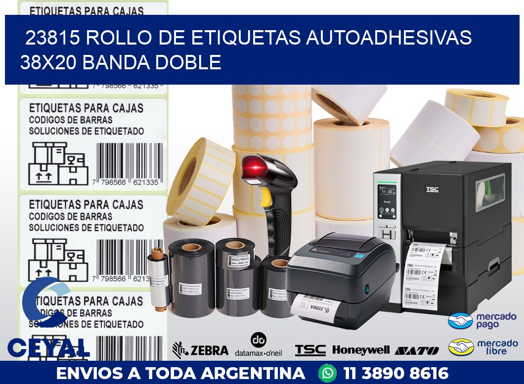 23815 ROLLO DE ETIQUETAS AUTOADHESIVAS 38X20 BANDA DOBLE