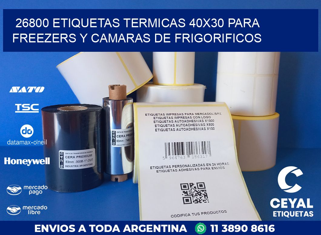 26800 ETIQUETAS TERMICAS 40X30 PARA FREEZERS Y CAMARAS DE FRIGORIFICOS
