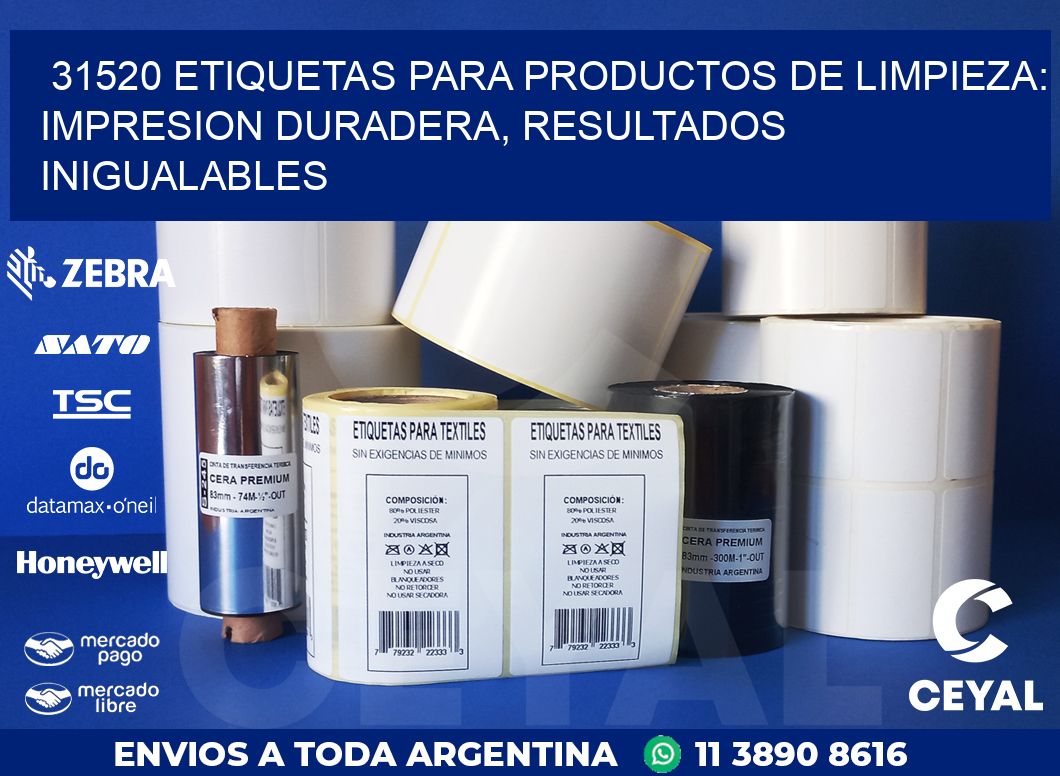 31520 ETIQUETAS PARA PRODUCTOS DE LIMPIEZA: IMPRESION DURADERA, RESULTADOS INIGUALABLES
