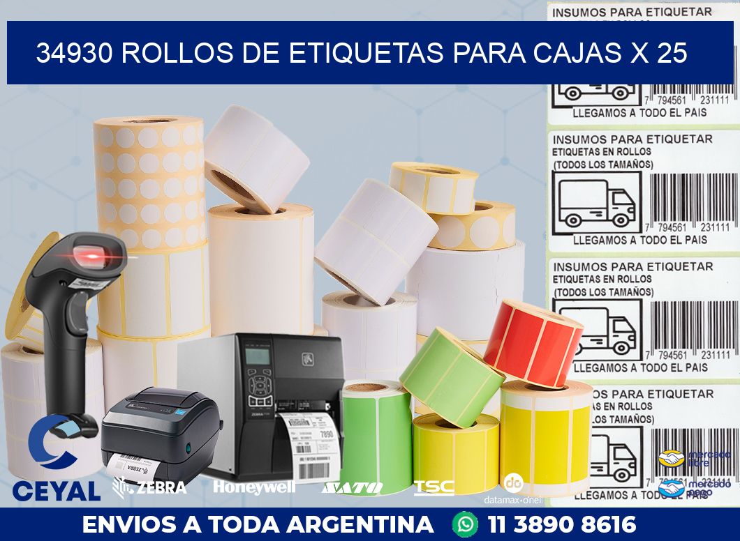 34930 ROLLOS DE ETIQUETAS PARA CAJAS X 25