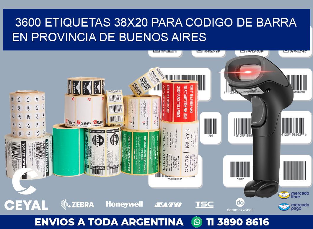 3600 ETIQUETAS 38X20 PARA CODIGO DE BARRA EN PROVINCIA DE BUENOS AIRES