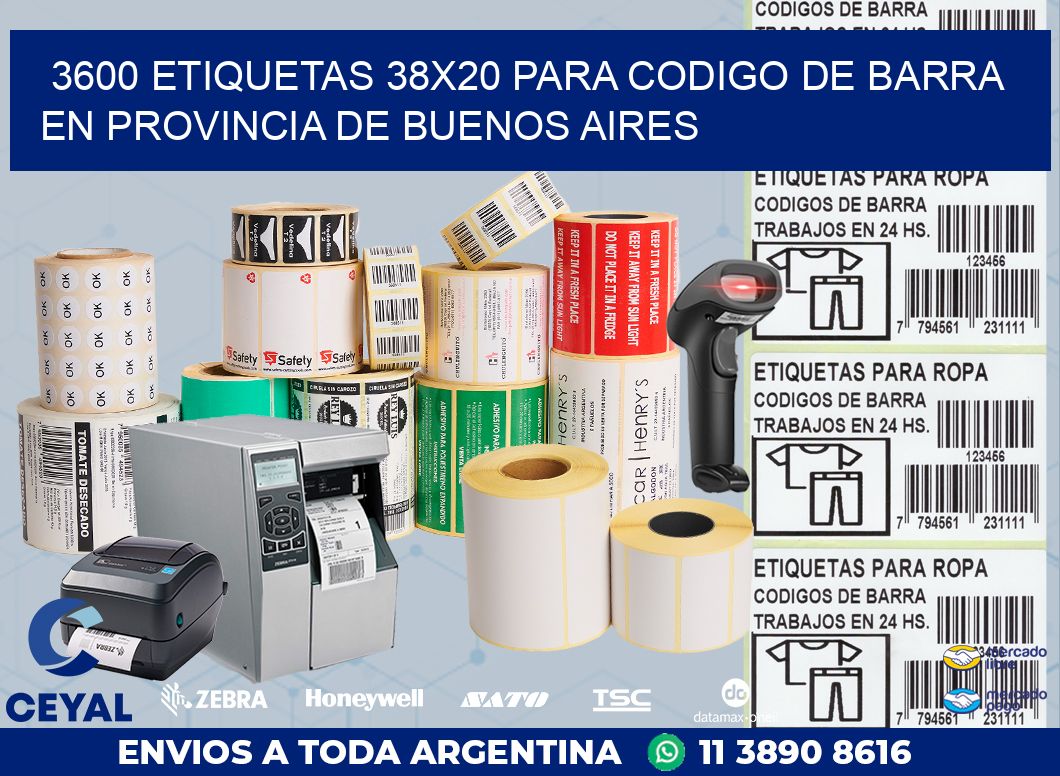 3600 ETIQUETAS 38X20 PARA CODIGO DE BARRA EN PROVINCIA DE BUENOS AIRES