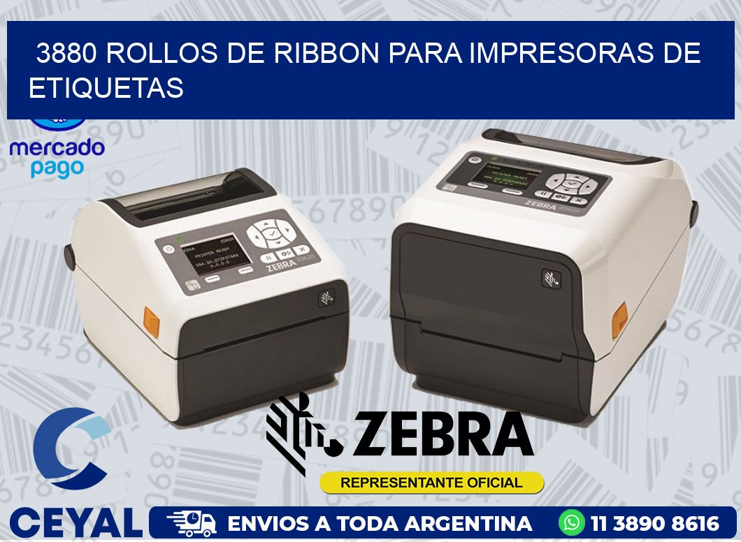3880 ROLLOS DE RIBBON PARA IMPRESORAS DE ETIQUETAS