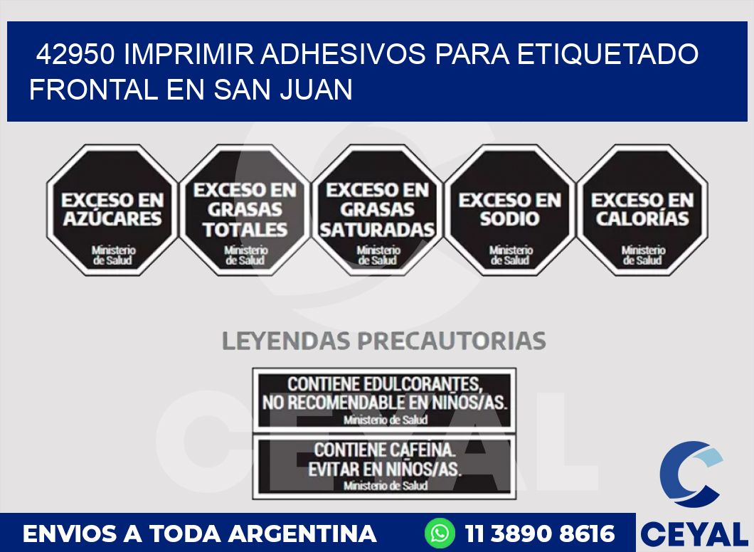 42950 IMPRIMIR ADHESIVOS PARA ETIQUETADO FRONTAL EN SAN JUAN