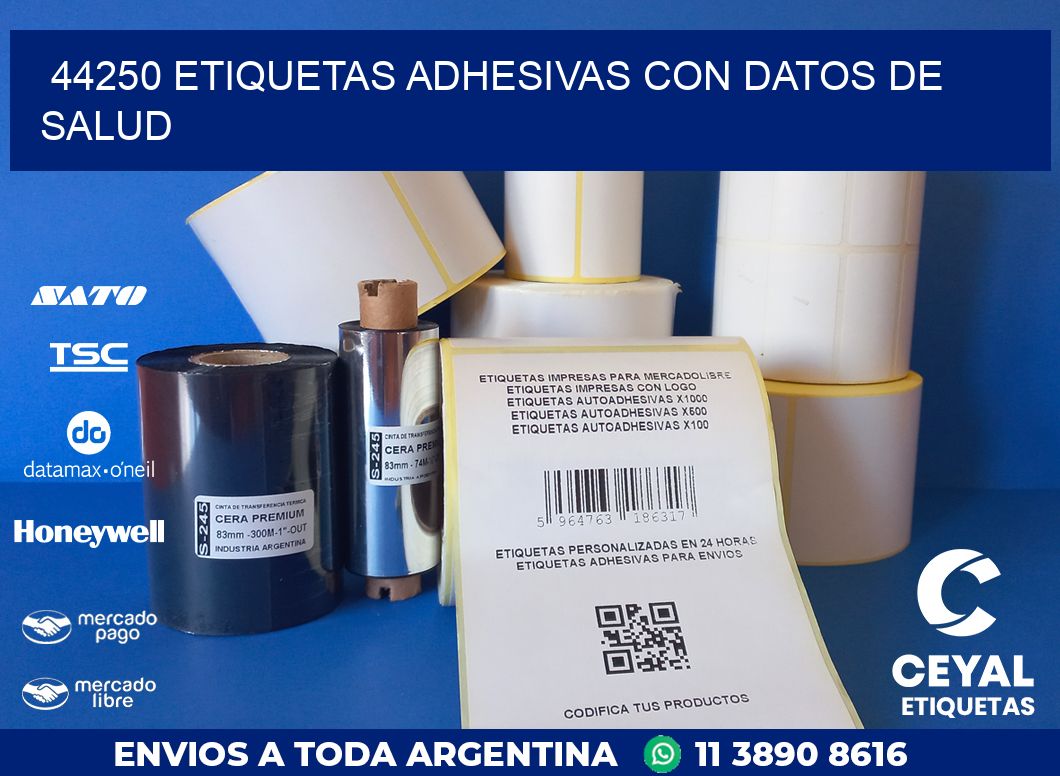 44250 ETIQUETAS ADHESIVAS CON DATOS DE SALUD