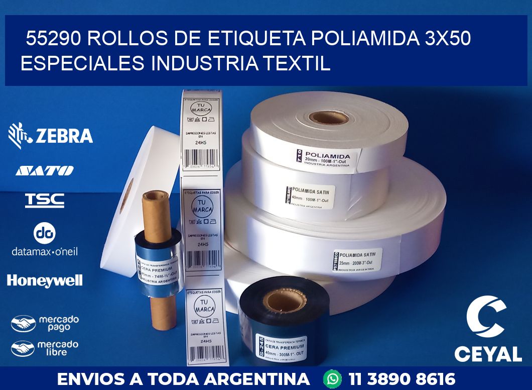 55290 ROLLOS DE ETIQUETA POLIAMIDA 3X50 ESPECIALES INDUSTRIA TEXTIL