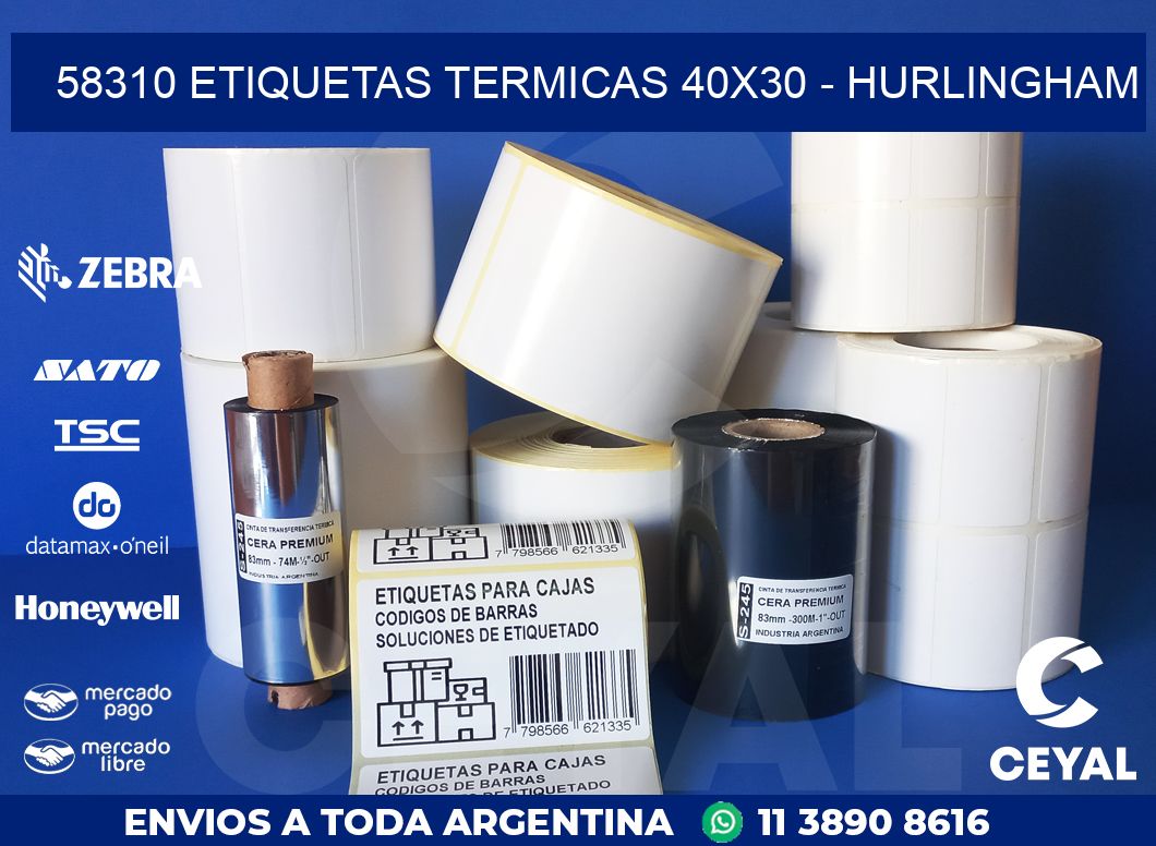 58310 ETIQUETAS TERMICAS 40X30 - HURLINGHAM