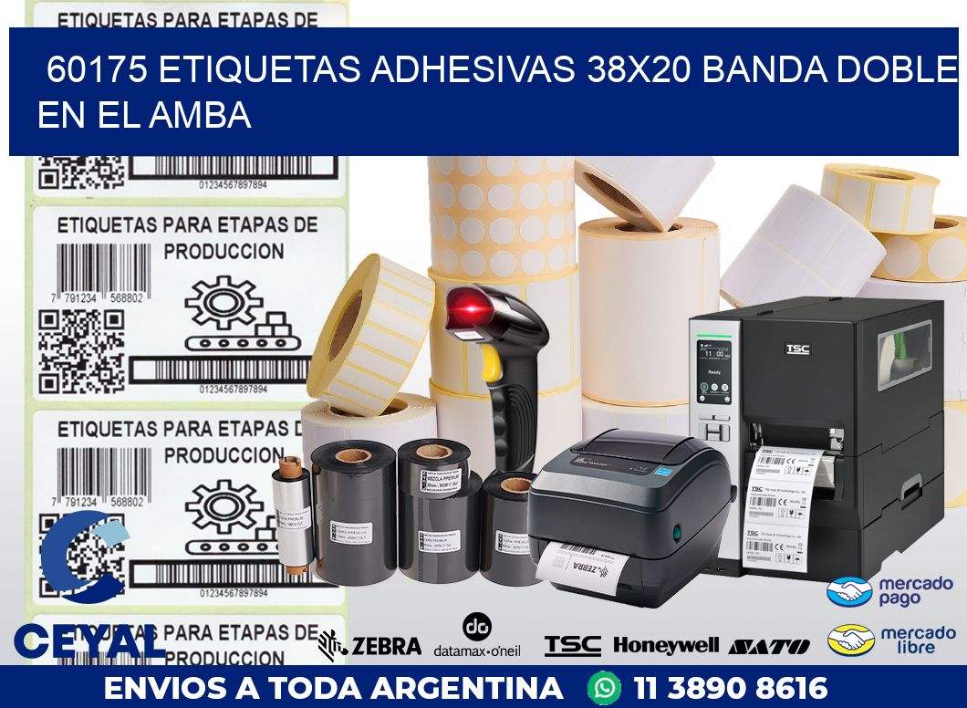 60175 ETIQUETAS ADHESIVAS 38X20 BANDA DOBLE EN EL AMBA
