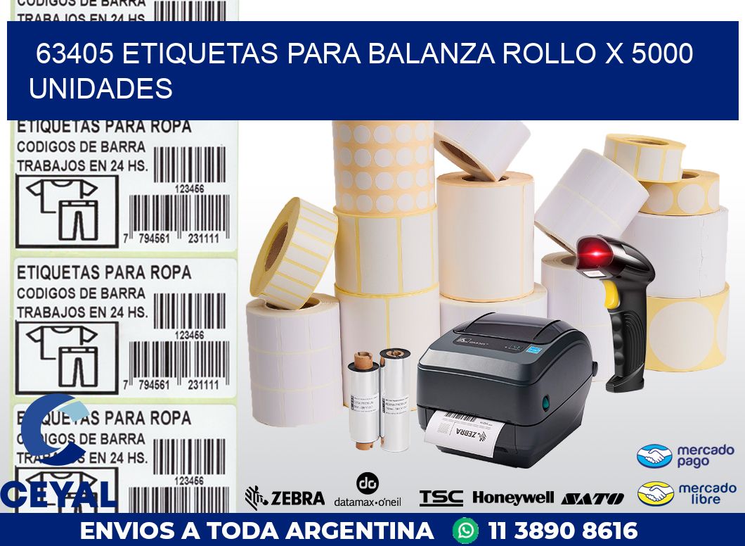 63405 ETIQUETAS PARA BALANZA ROLLO X 5000 UNIDADES