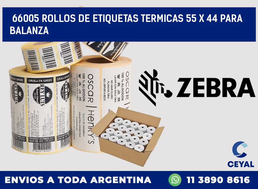 66005 ROLLOS DE ETIQUETAS TERMICAS 55 X 44 PARA BALANZA