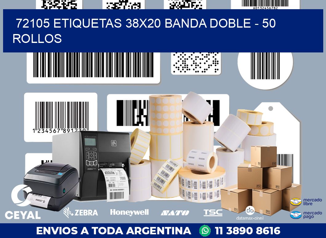 72105 ETIQUETAS 38X20 BANDA DOBLE - 50 ROLLOS