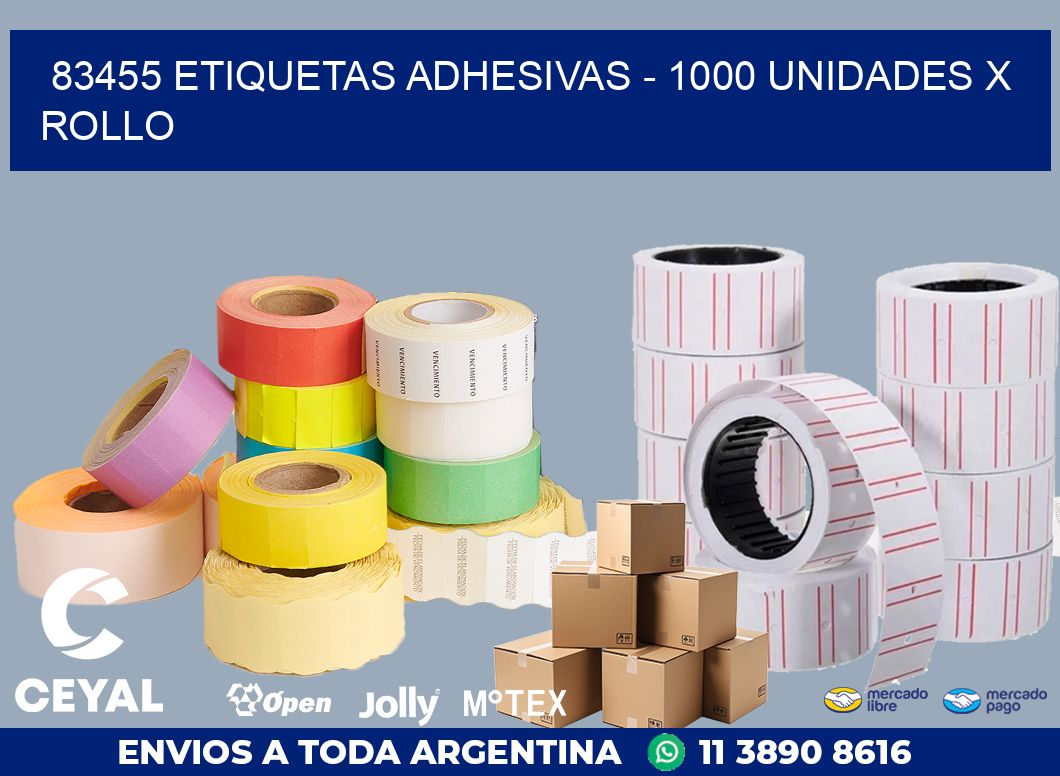 83455 ETIQUETAS ADHESIVAS - 1000 UNIDADES X ROLLO