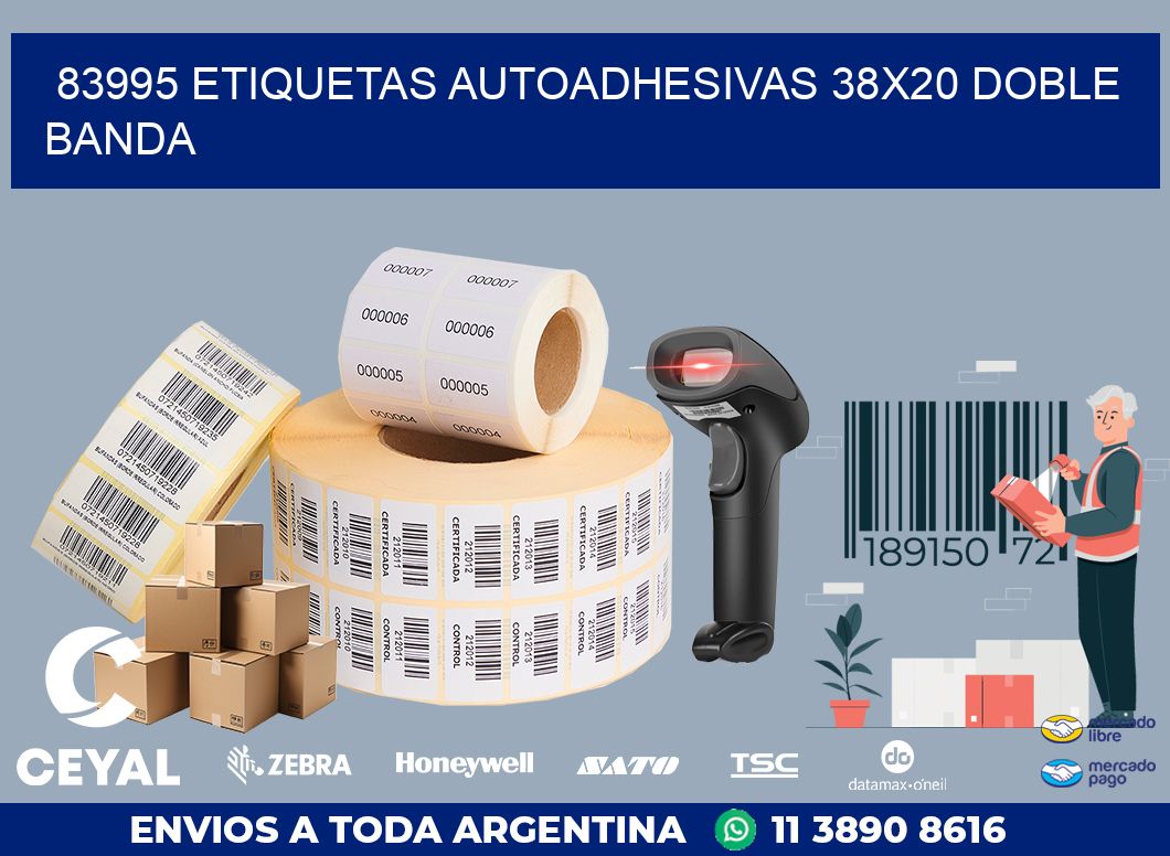 83995 ETIQUETAS AUTOADHESIVAS 38X20 DOBLE BANDA