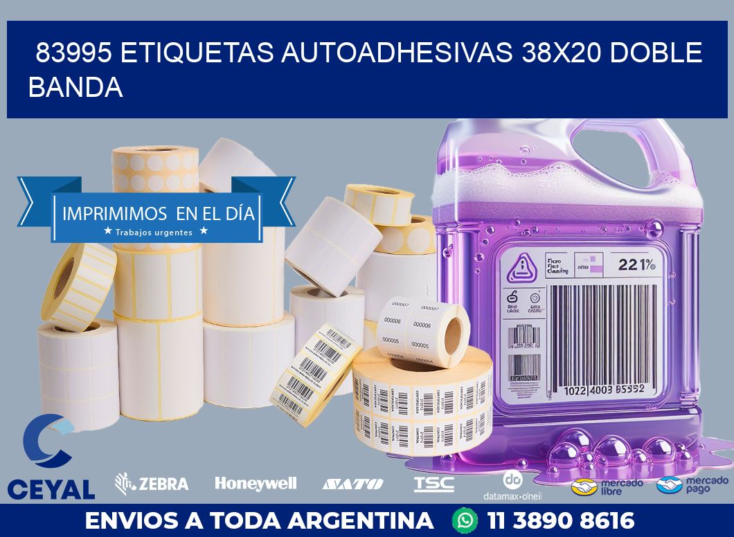 83995 ETIQUETAS AUTOADHESIVAS 38X20 DOBLE BANDA