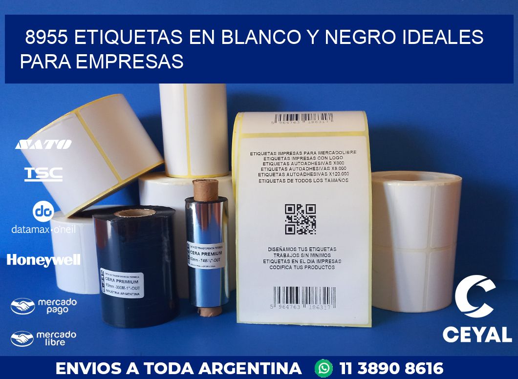 8955 ETIQUETAS EN BLANCO Y NEGRO IDEALES PARA EMPRESAS