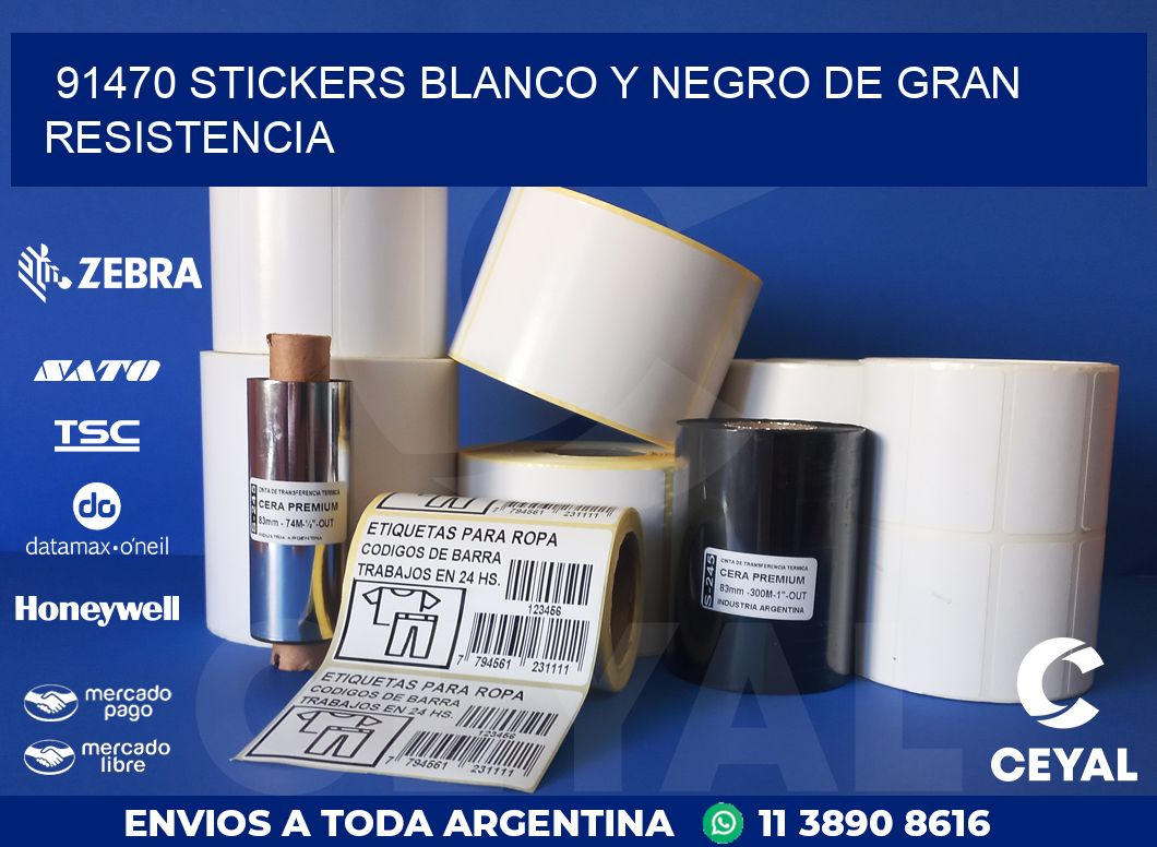 91470 STICKERS BLANCO Y NEGRO DE GRAN RESISTENCIA