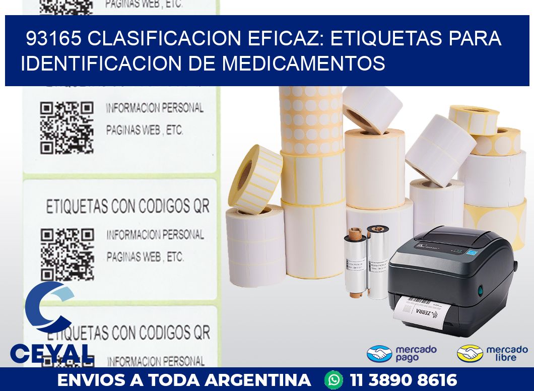 93165 CLASIFICACION EFICAZ: ETIQUETAS PARA IDENTIFICACION DE MEDICAMENTOS