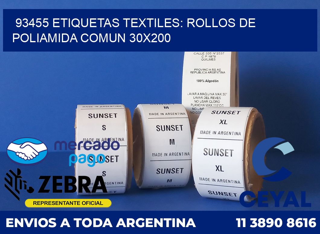 93455 ETIQUETAS TEXTILES: ROLLOS DE POLIAMIDA COMUN 30X200
