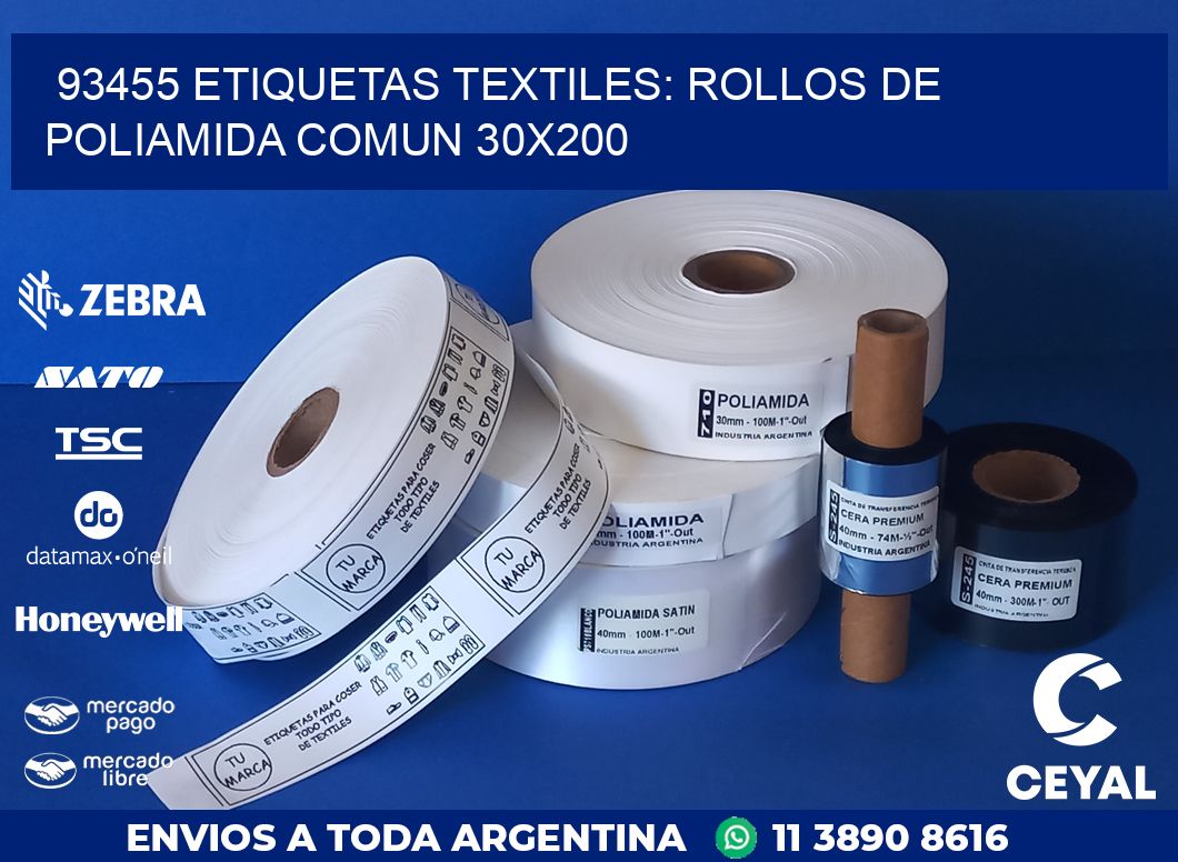 93455 ETIQUETAS TEXTILES: ROLLOS DE POLIAMIDA COMUN 30X200