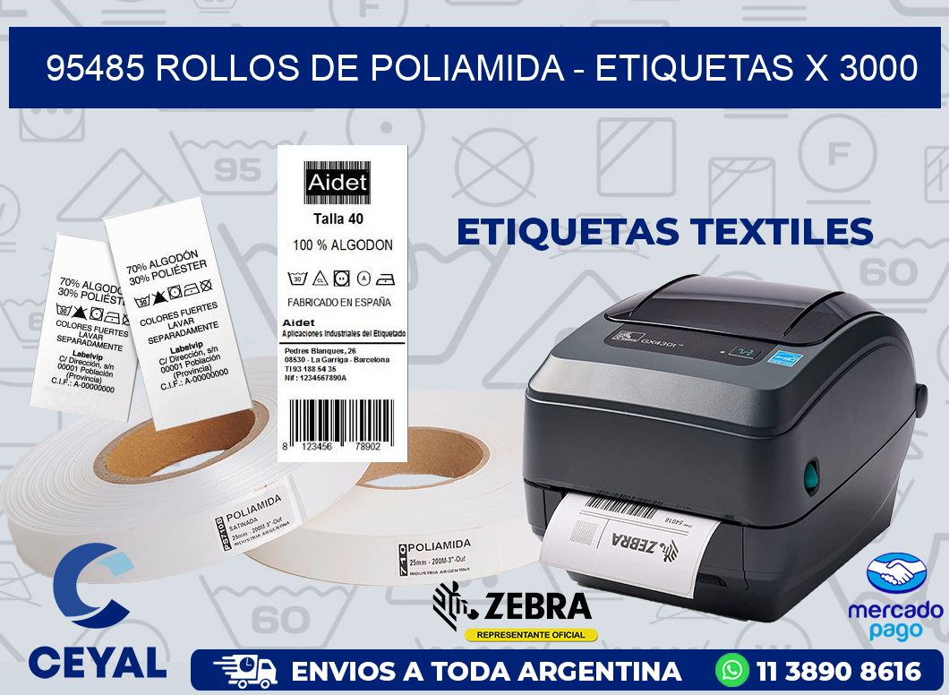 95485 ROLLOS DE POLIAMIDA - ETIQUETAS X 3000
