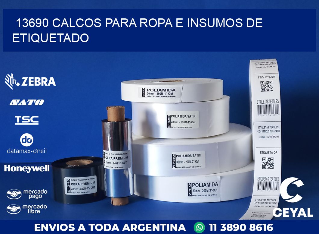 13690 CALCOS PARA ROPA E INSUMOS DE ETIQUETADO