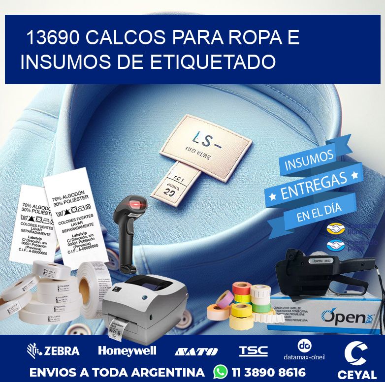 13690 CALCOS PARA ROPA E INSUMOS DE ETIQUETADO